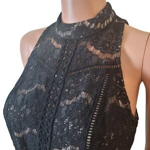 Xhilaration Dress Womens M Black Lace Silver Whimsigoth goth sheer layered mini